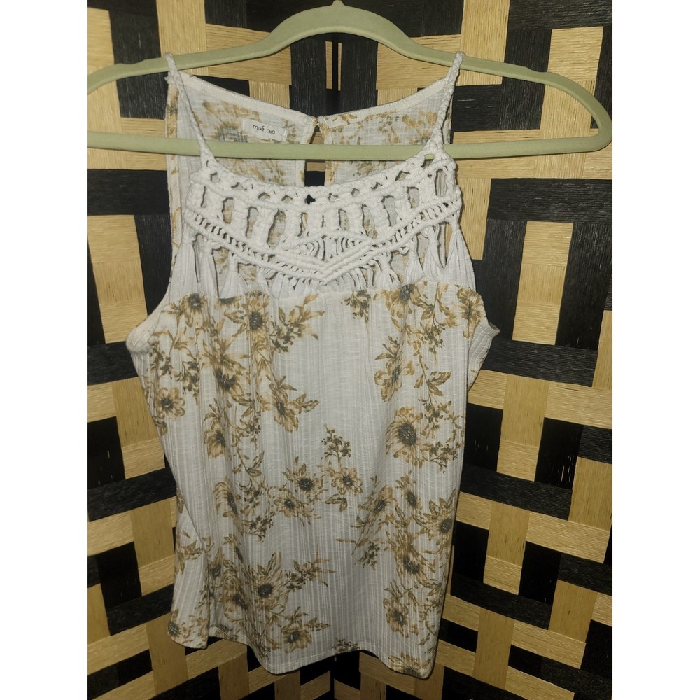 Maurices Women's Floral Tank Top With Crochet‎ Collar Size Medium